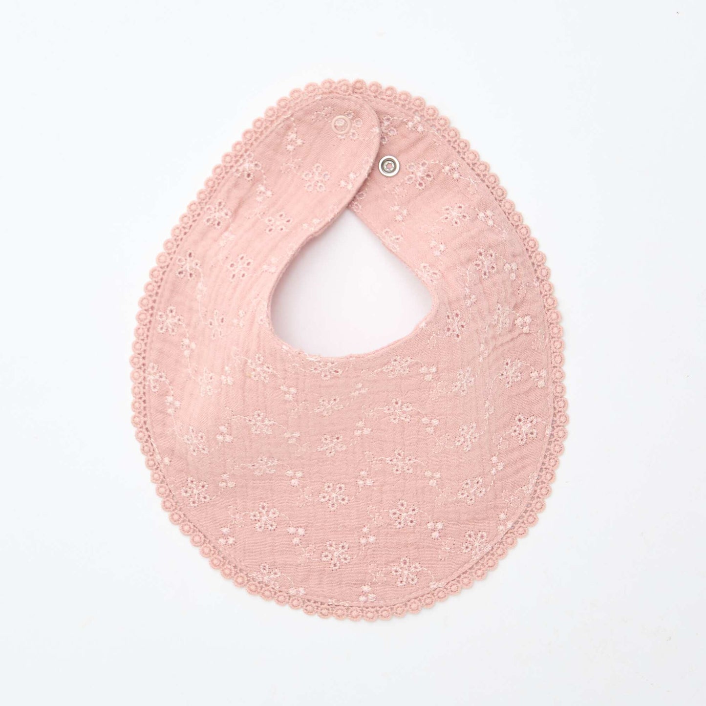 Lot de 2 bavoirs en lange avec broderie anglaise ROSE