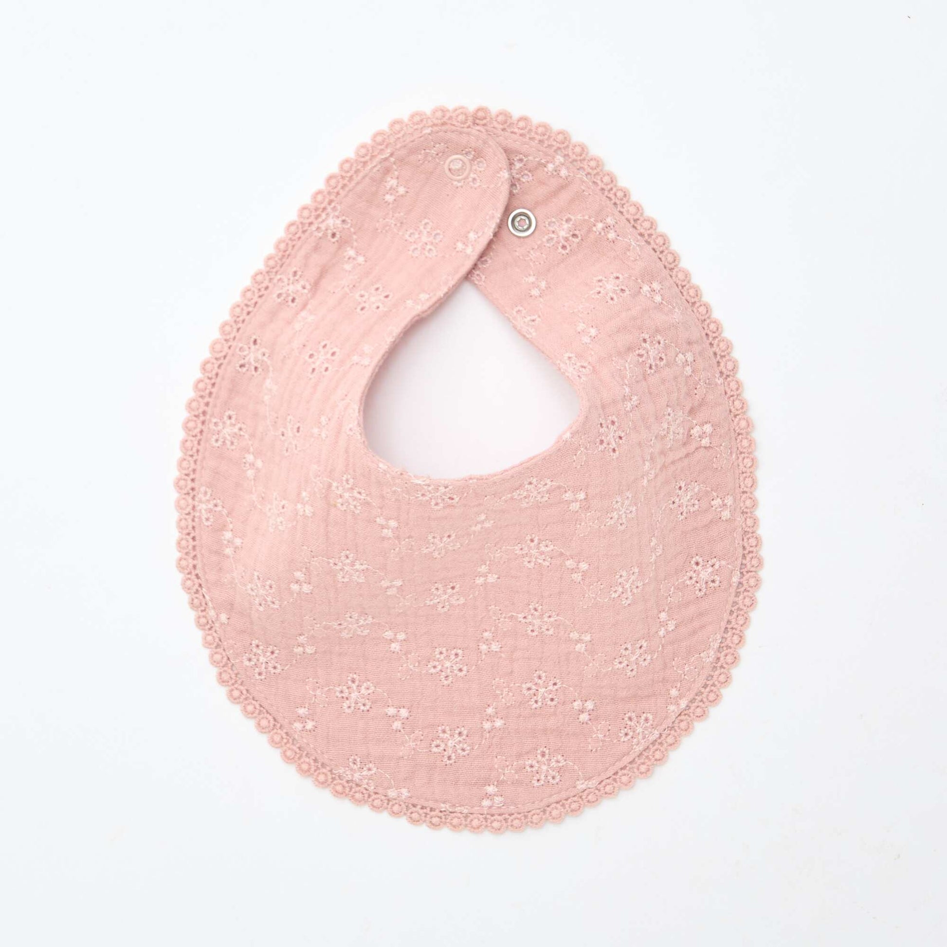 Lot de 2 bavoirs en lange avec broderie anglaise ROSE