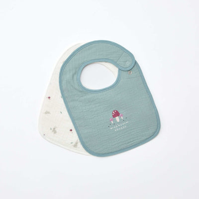 Lot de 2 bavoirs en gaze de coton doublure en éponge BLANC