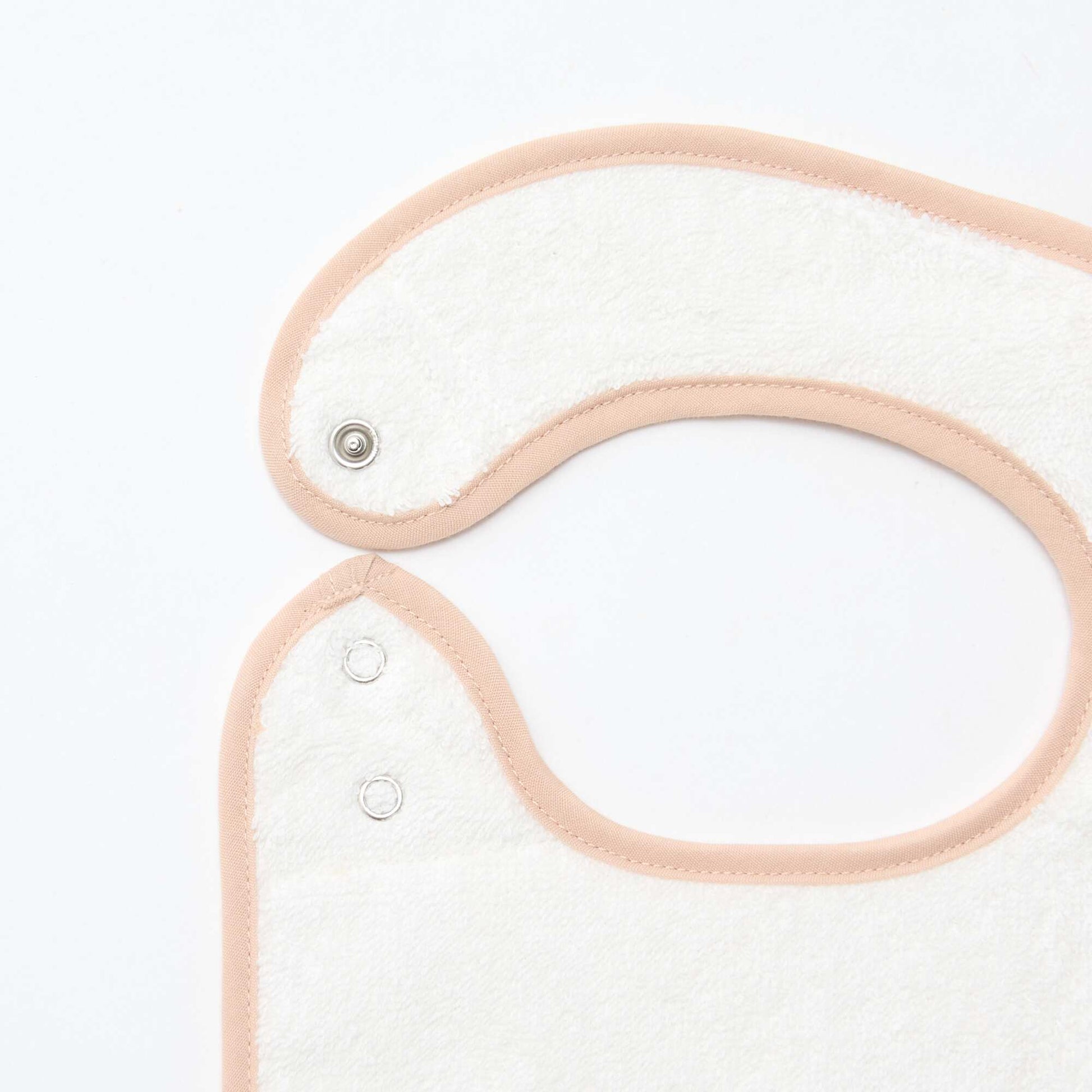 Lot de 2 bavoirs en gaze de coton doublure en éponge BEIGE