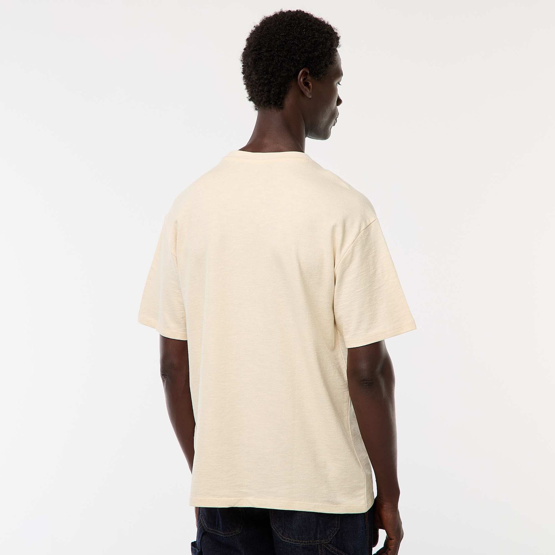 T-shirt uni à manches courtes avec poche poitrine BLANC