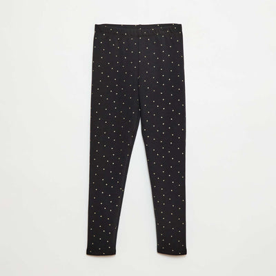 Legging chaud imprimé intérieur velours NOIR