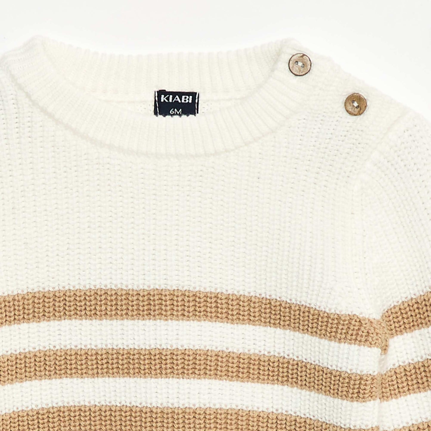 Pull à rayures en coton BEIGE