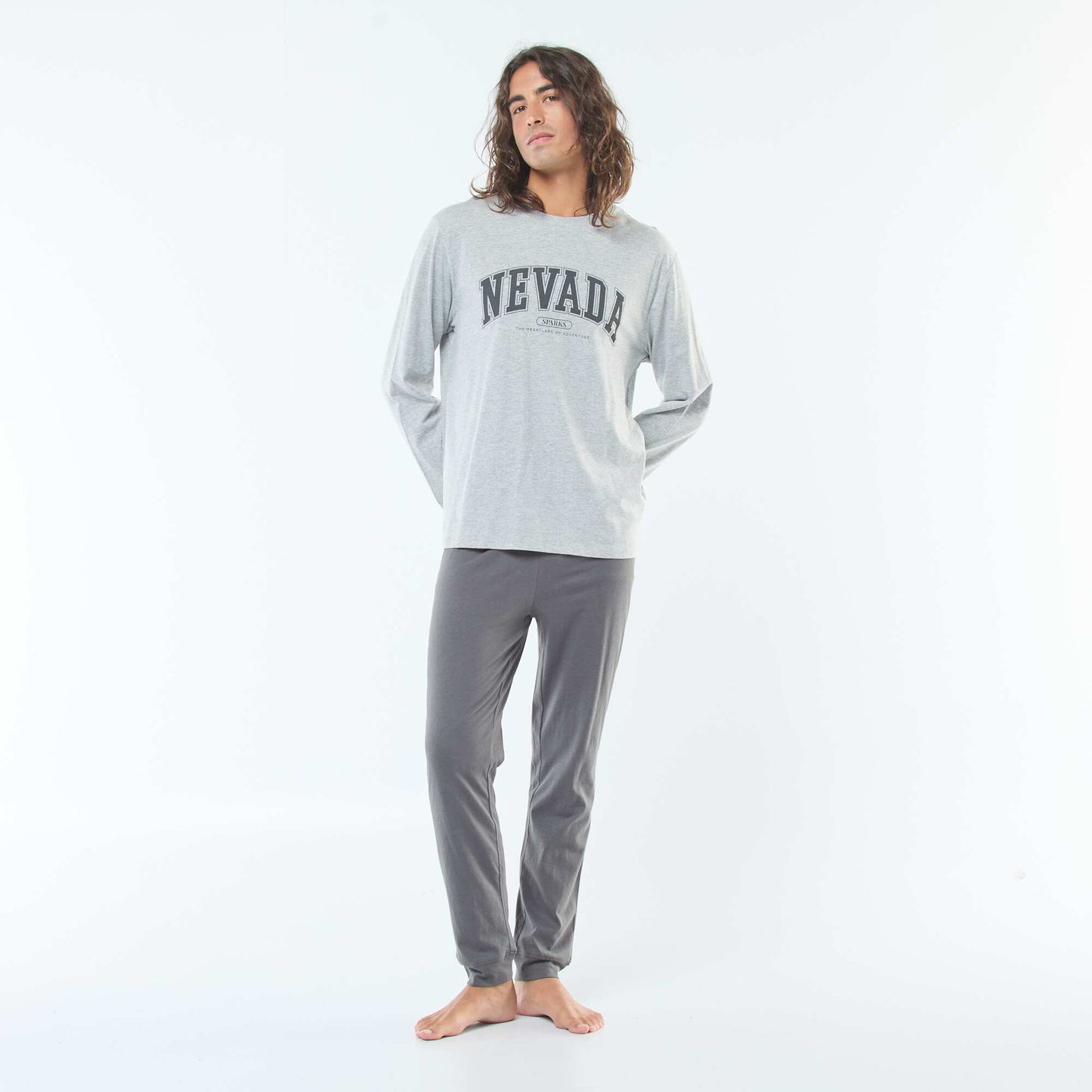 Ensemble pyjama long en jersey t-shirt + pantalon - 2 pièces GRIS