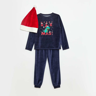 Ensemble de pyjama Noël avec bonnet BLEU