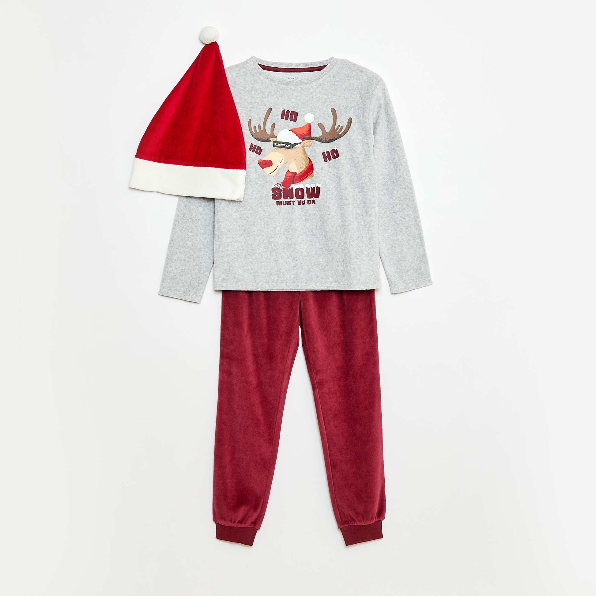Ensemble de pyjama Noël avec bonnet GRIS