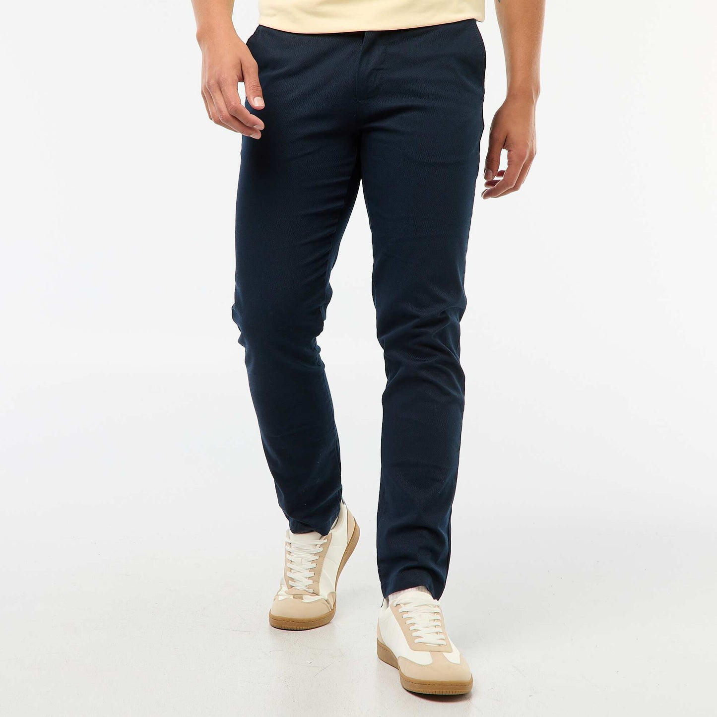 Pantalon en maille piquée uni BLEU