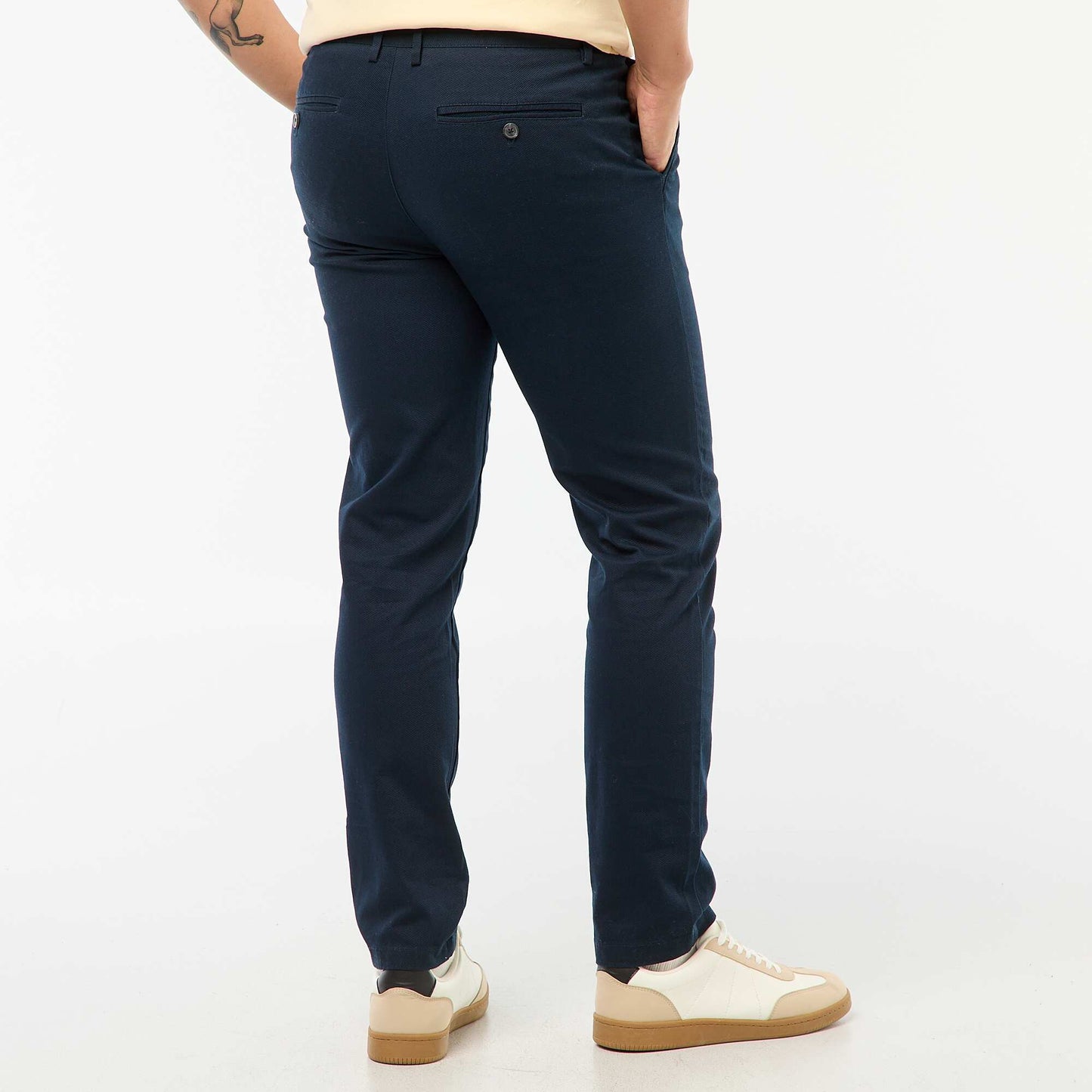 Pantalon en maille piquée uni BLEU