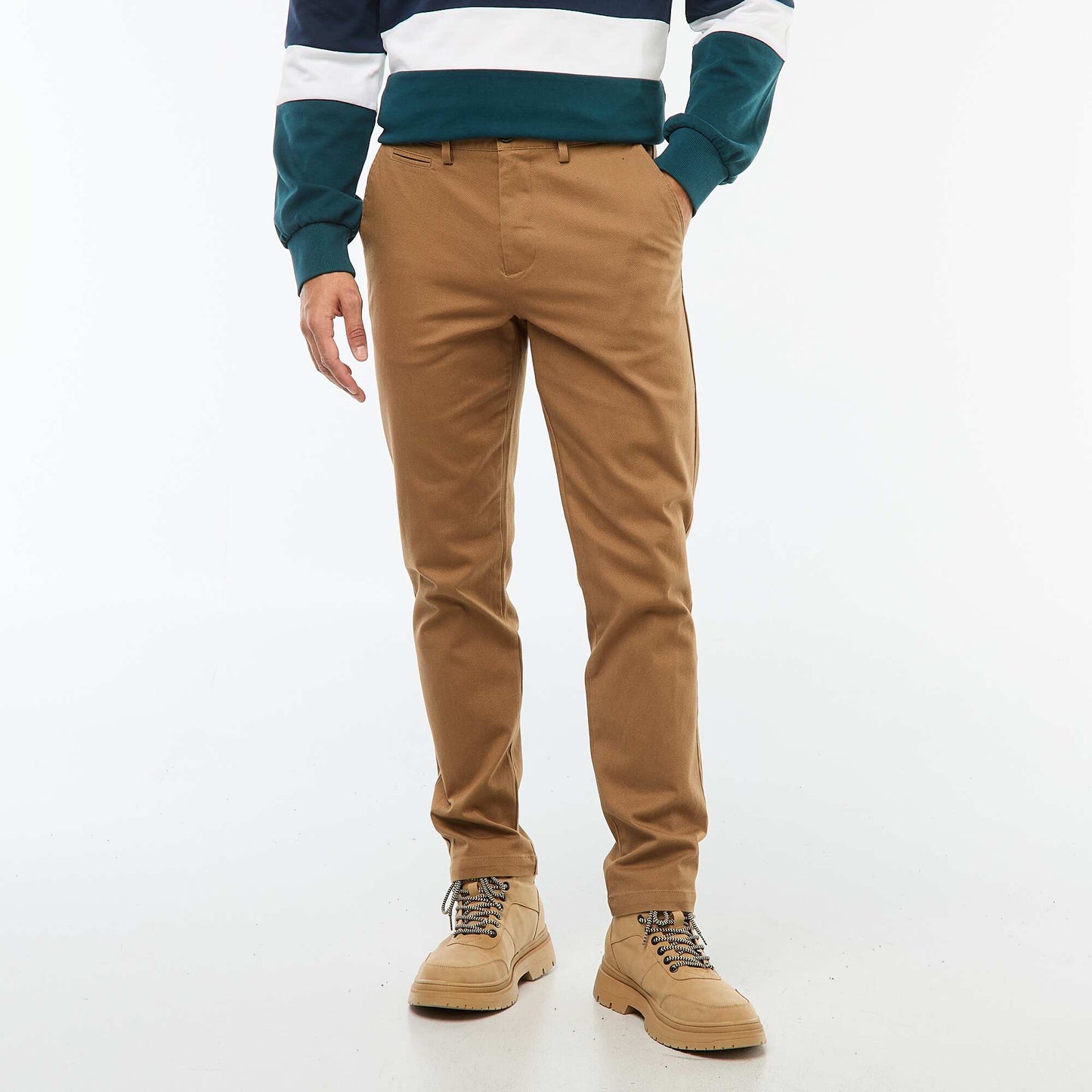 Pantalon en maille piquée uni MARRON