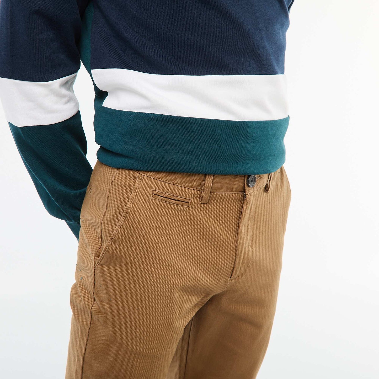 Pantalon en maille piquée uni MARRON