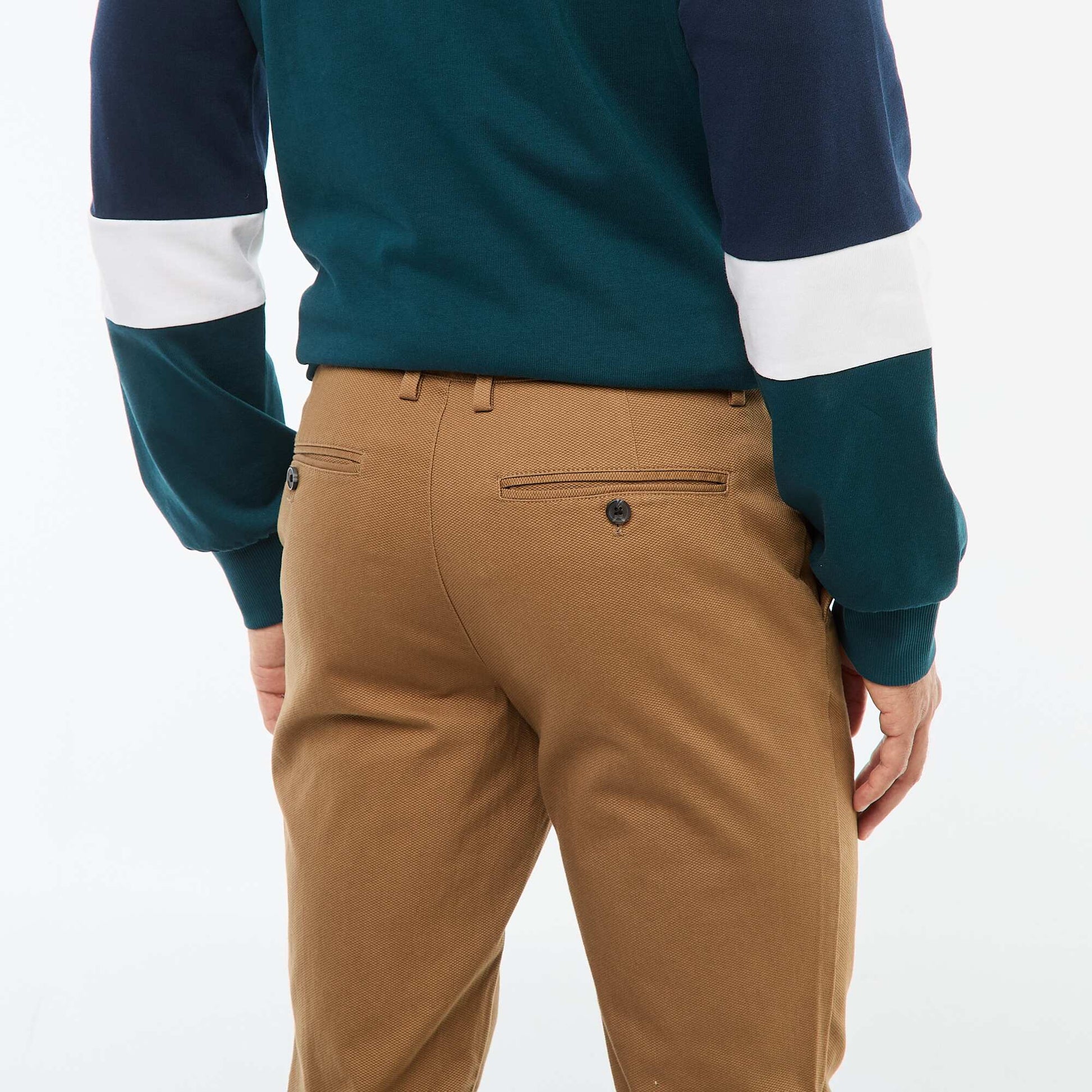 Pantalon en maille piquée uni MARRON