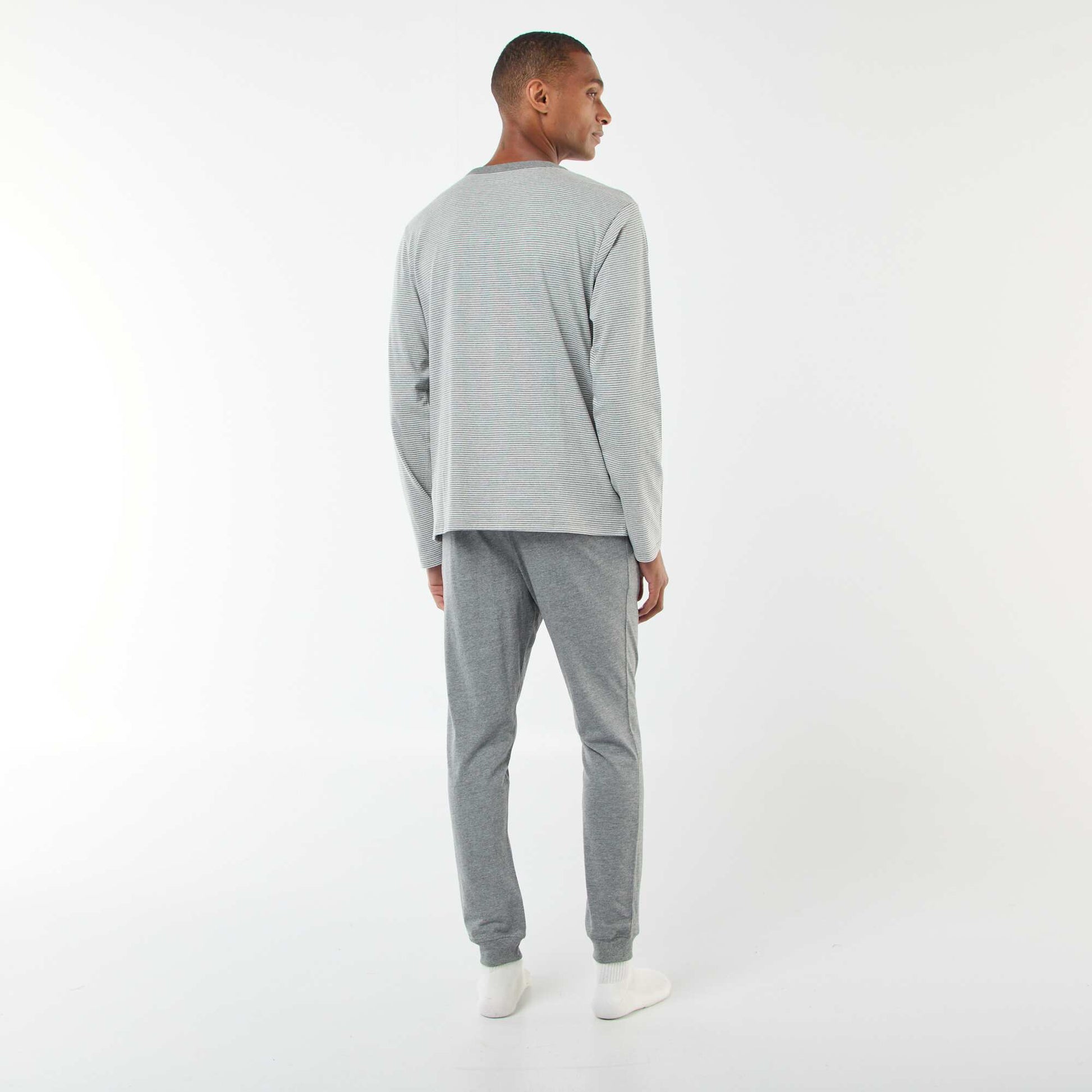 Ensemble pyjama long t-shirt + pantalon - 2 pièces GRIS