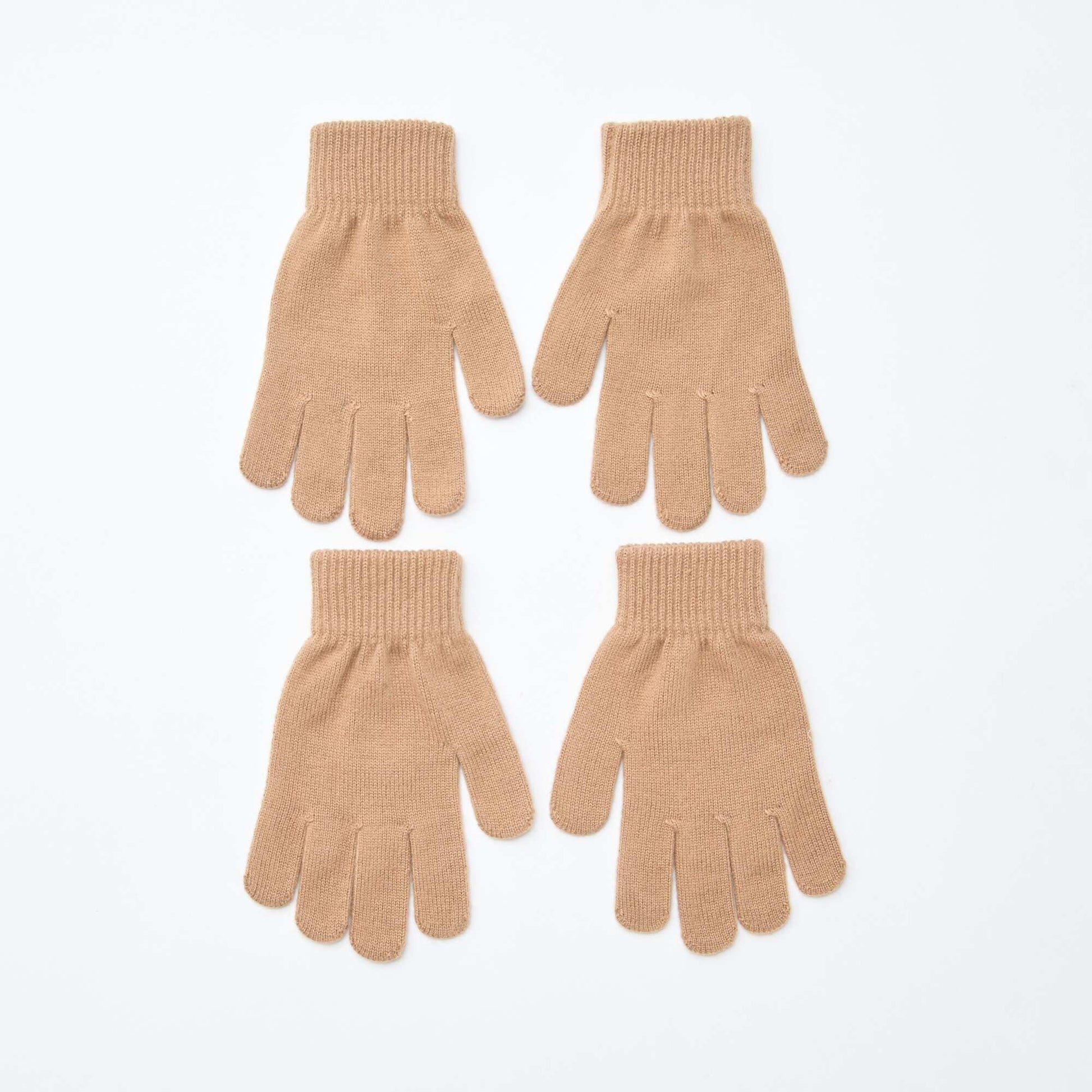 Lot de 2 paires de gants en maille BEIGE
