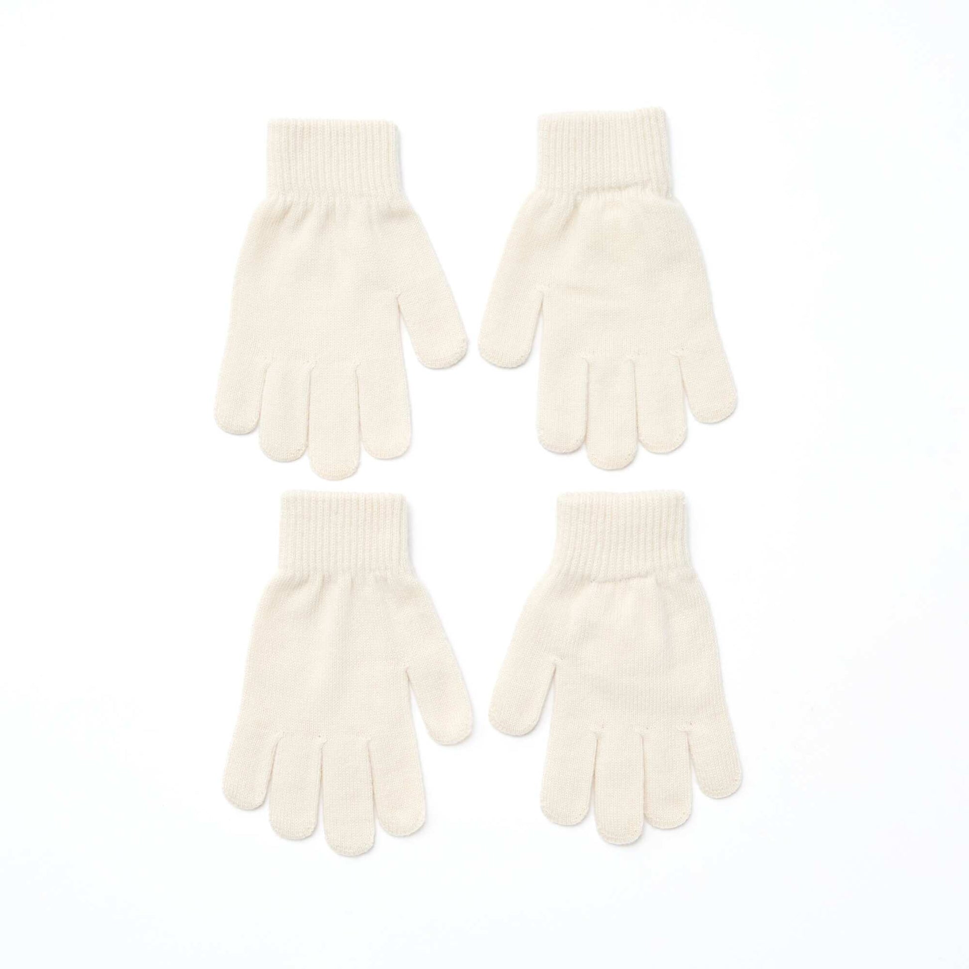 Lot de 2 paires de gants en maille BLANC