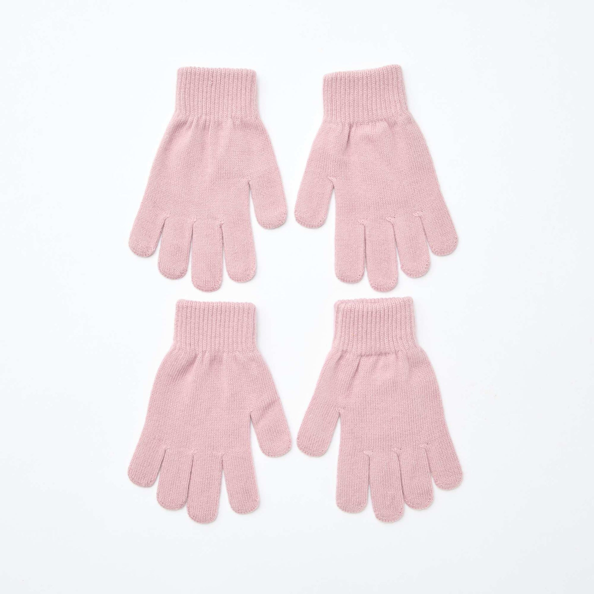 Lot de 2 paires de gants en maille ROSE