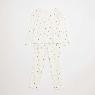 Ensemble de pyjama en polaire sweat + pantalon - 2 pièces BLANC