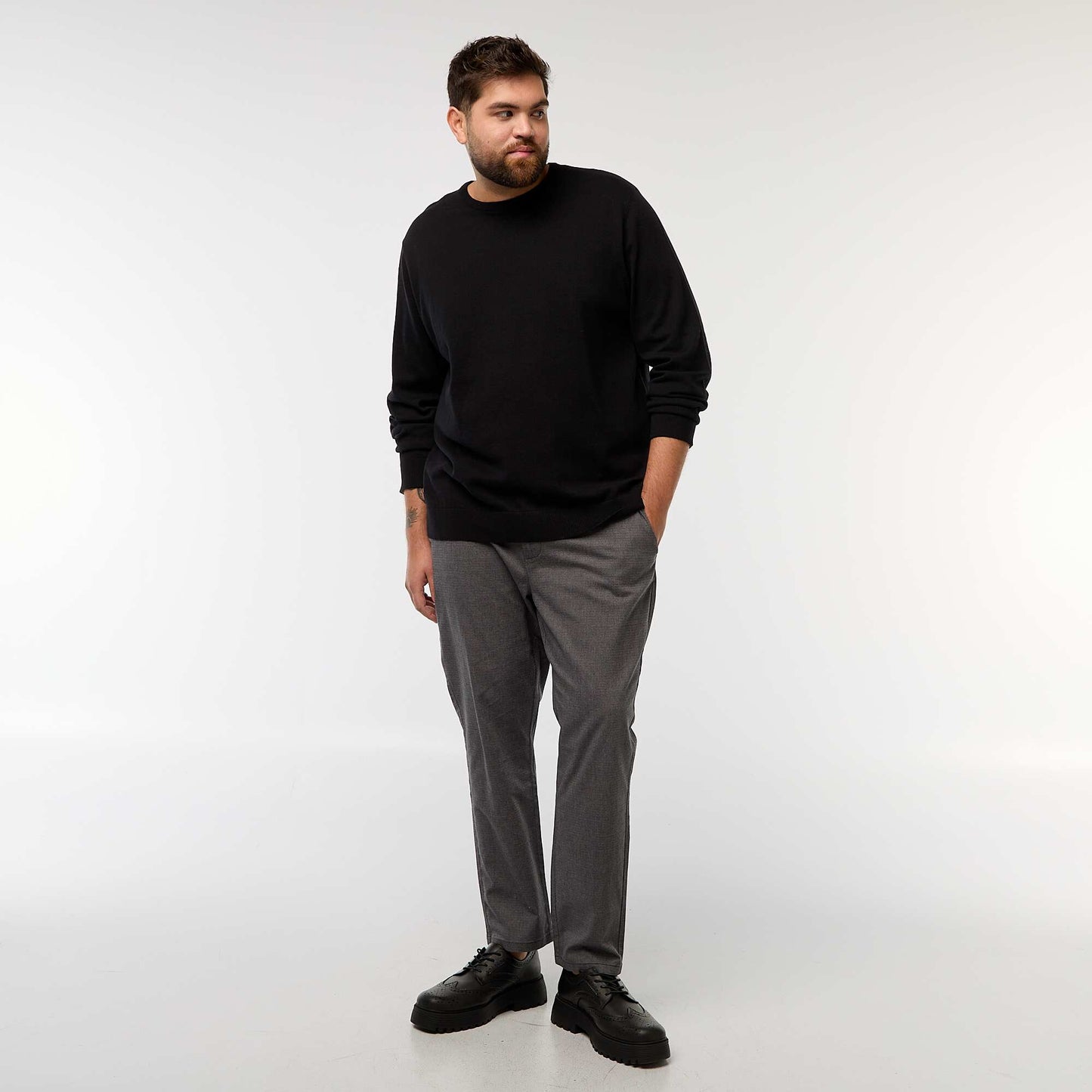 Pantalon chino uni en coton stretch GRIS