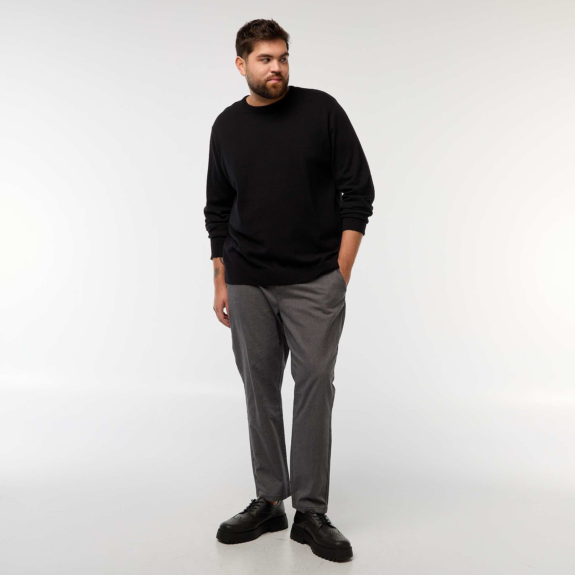 Pantalon chino uni en coton stretch GRIS