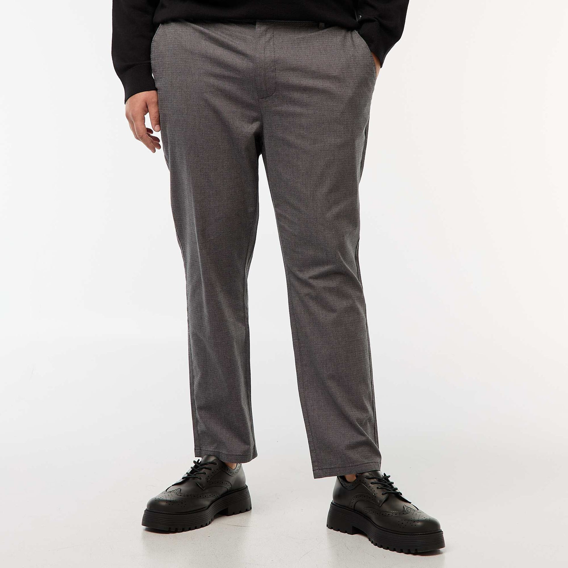 Pantalon chino uni en coton stretch GRIS