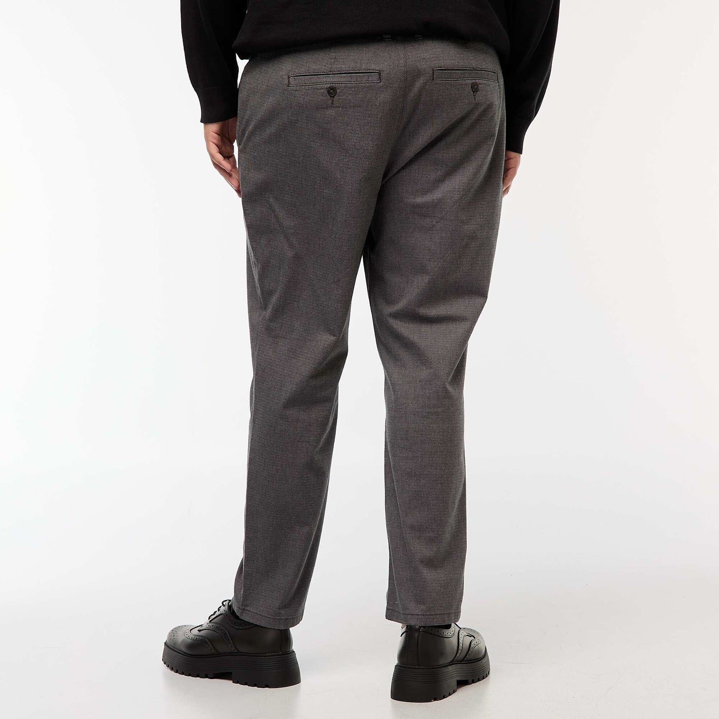 Pantalon chino uni en coton stretch GRIS