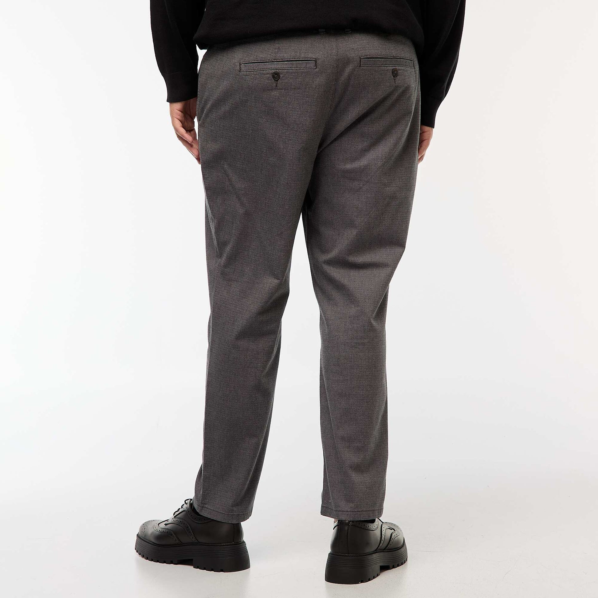 Pantalon chino uni en coton stretch GRIS