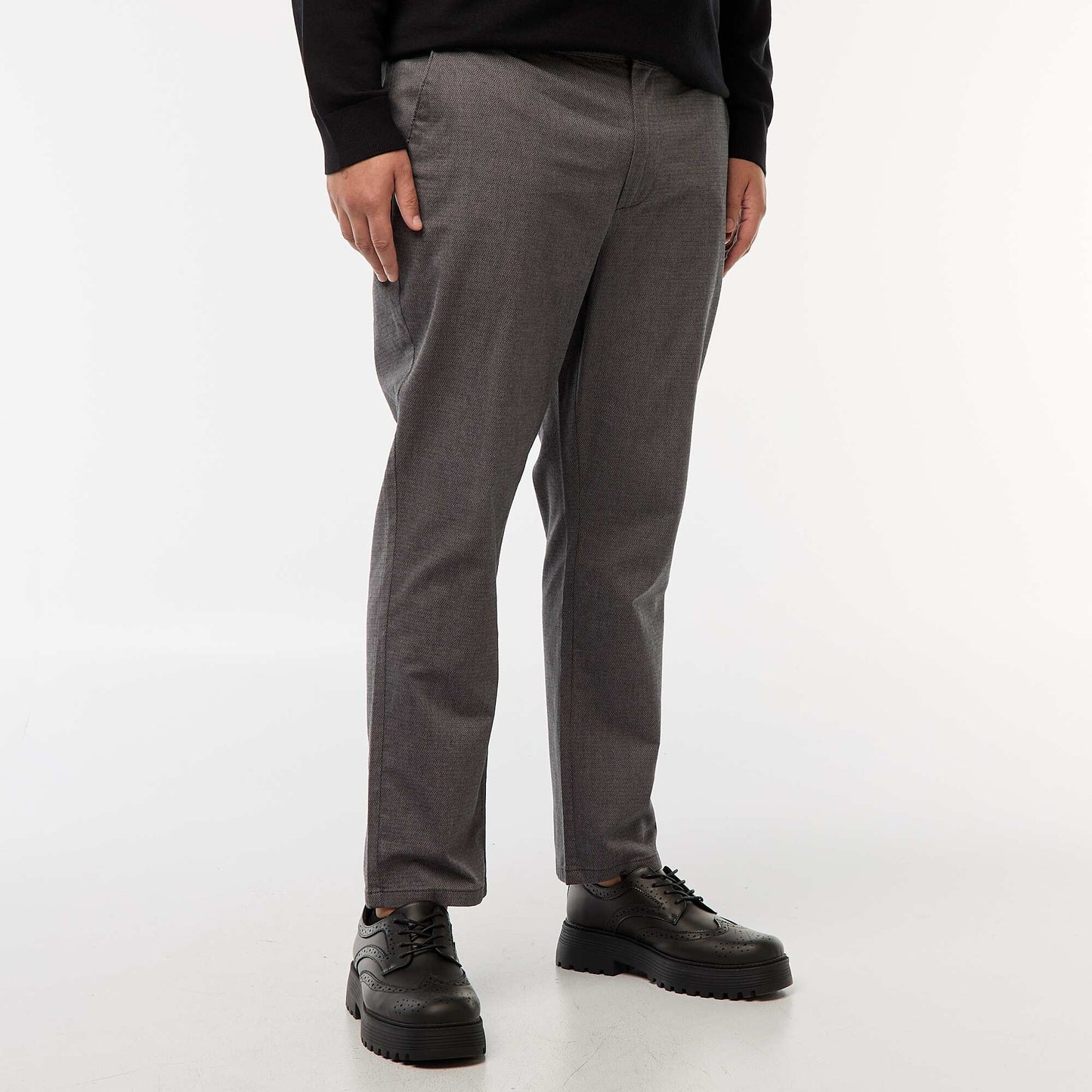 Pantalon chino uni en coton stretch GRIS