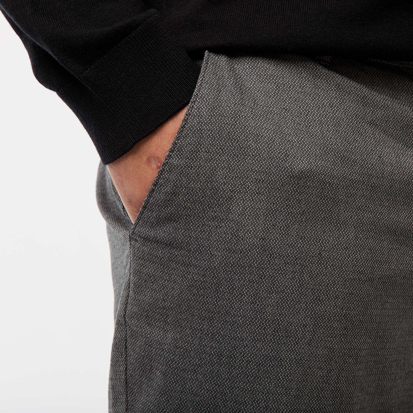 Pantalon chino uni en coton stretch GRIS