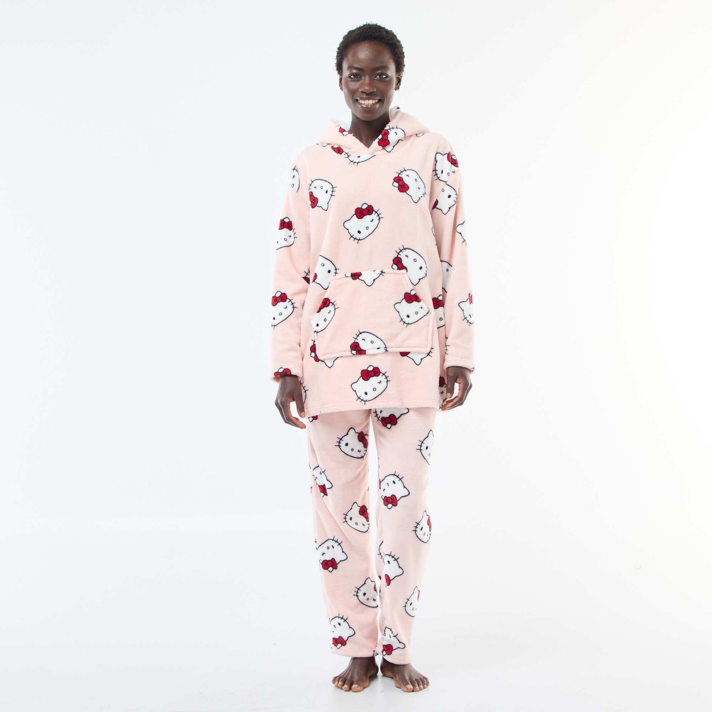 Hoodie de nuit 'Hello kitty' effet moutonné ROSE