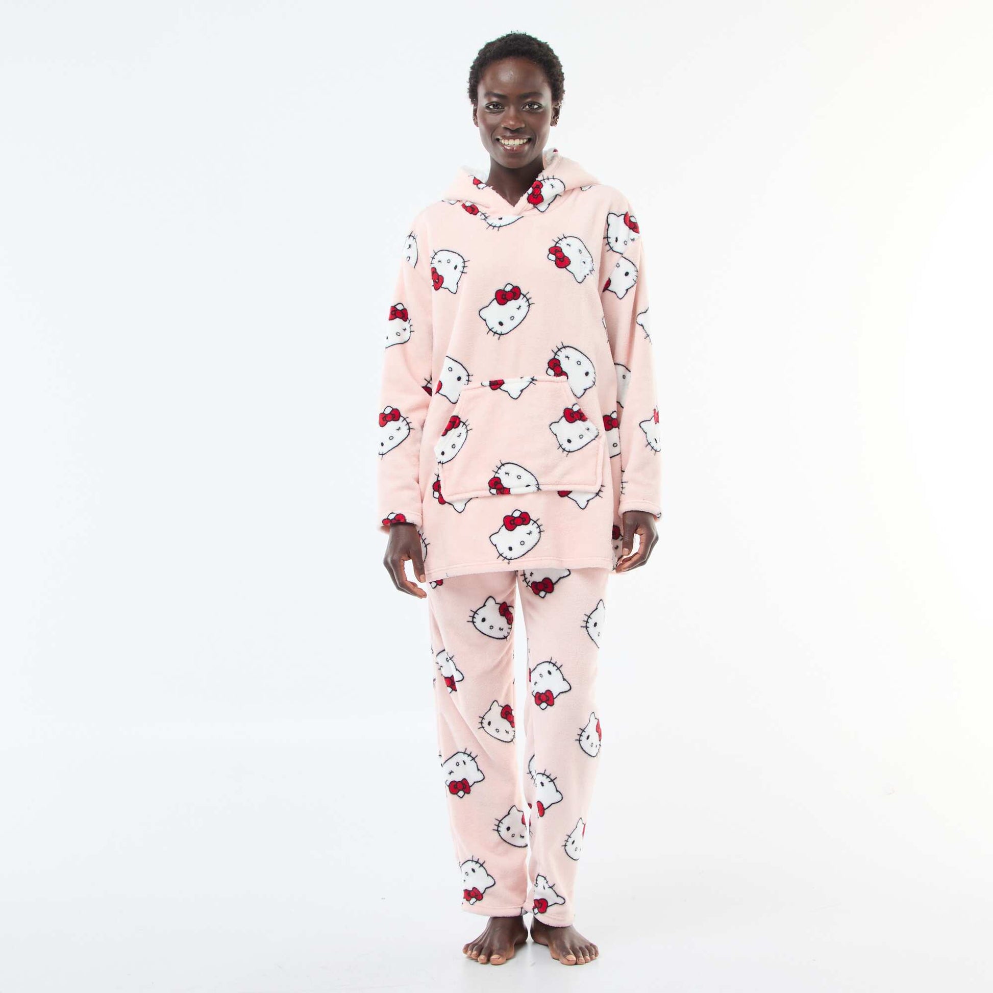 Hoodie de nuit 'Hello kitty' effet moutonné ROSE
