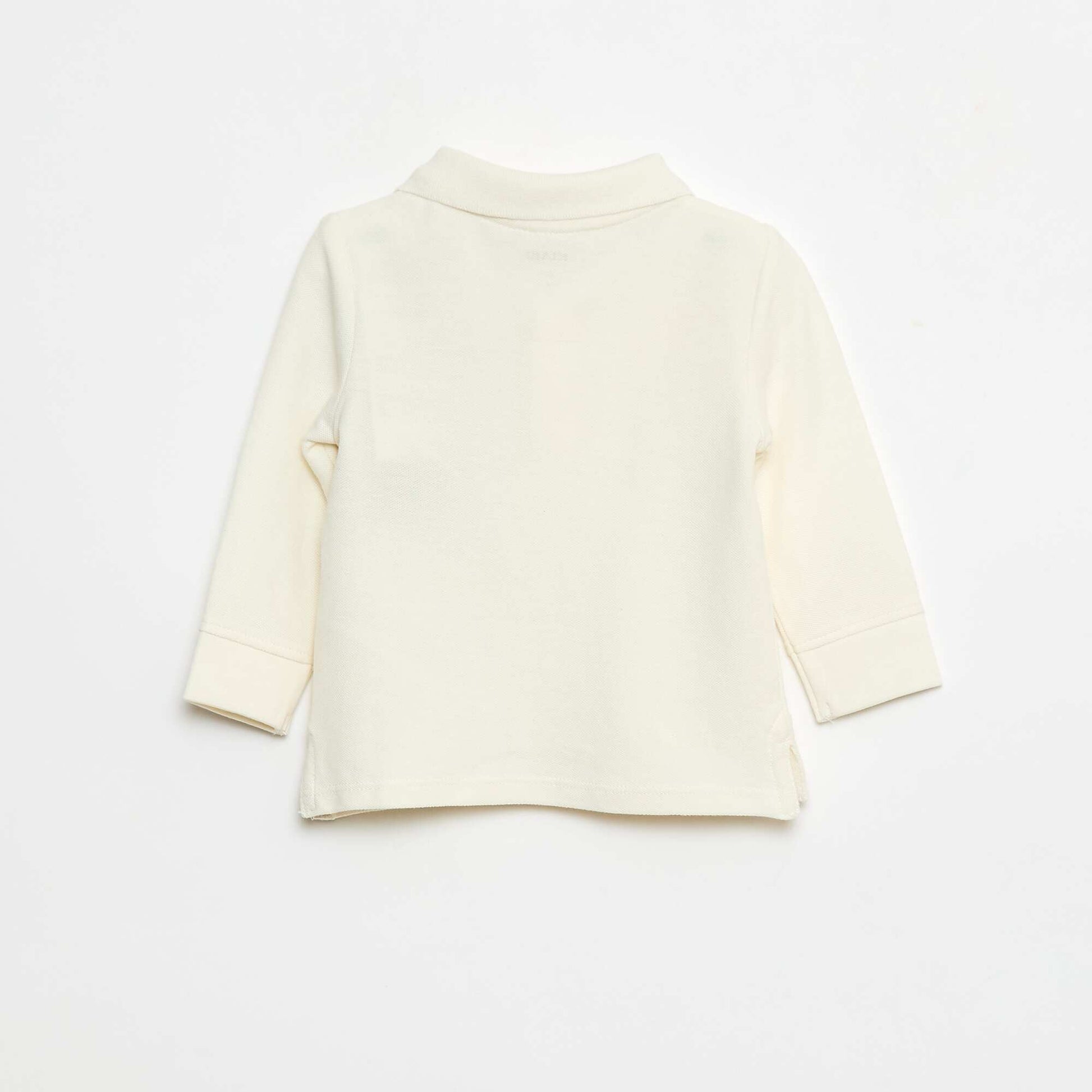 Polo en coton piqué à manches longues BLANC