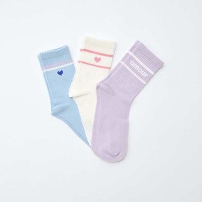 Chaussettes côtelées fantaisies VIOLET/BLEU/BLANC
