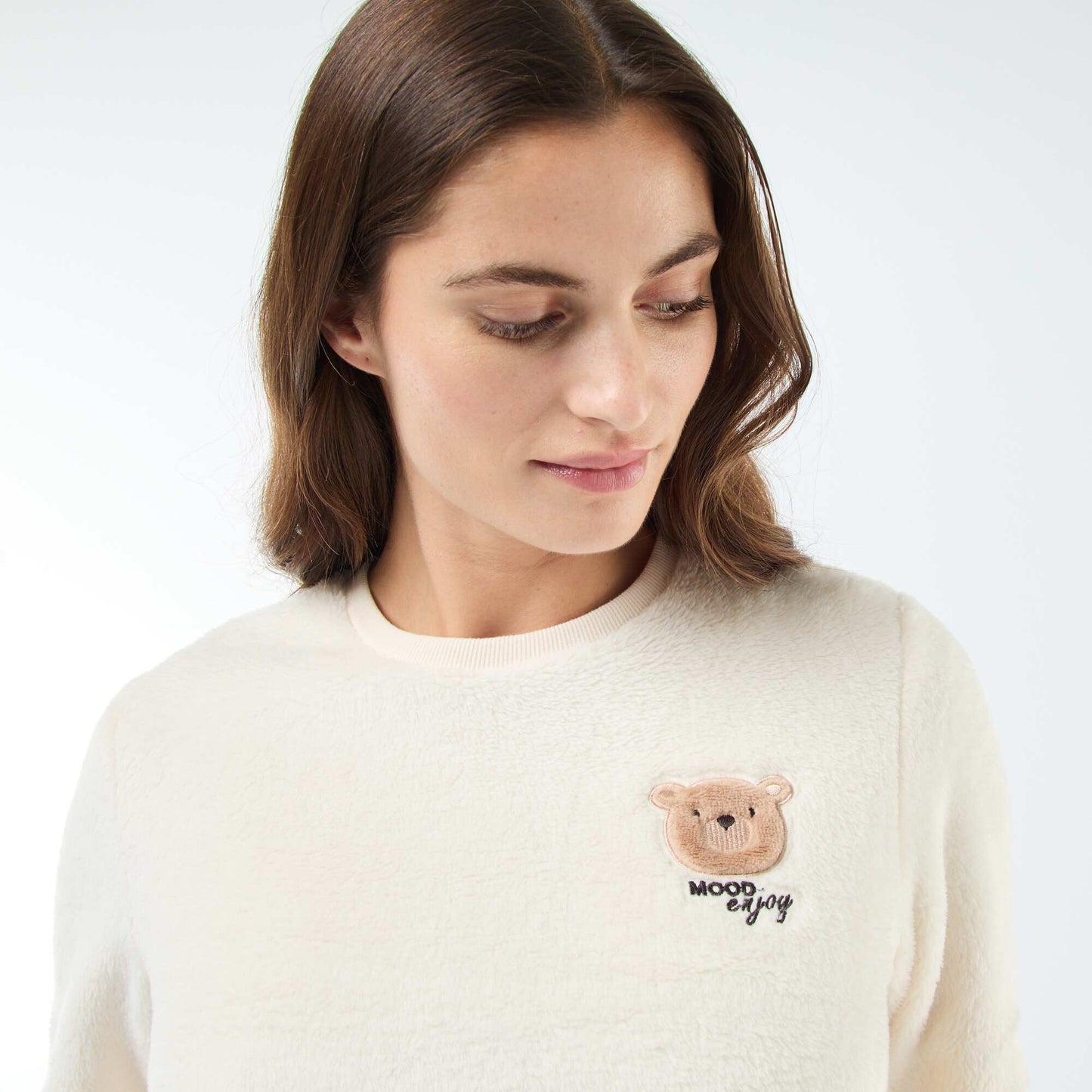 Pyjama long en maille doudou - 2 pièces BEIGE