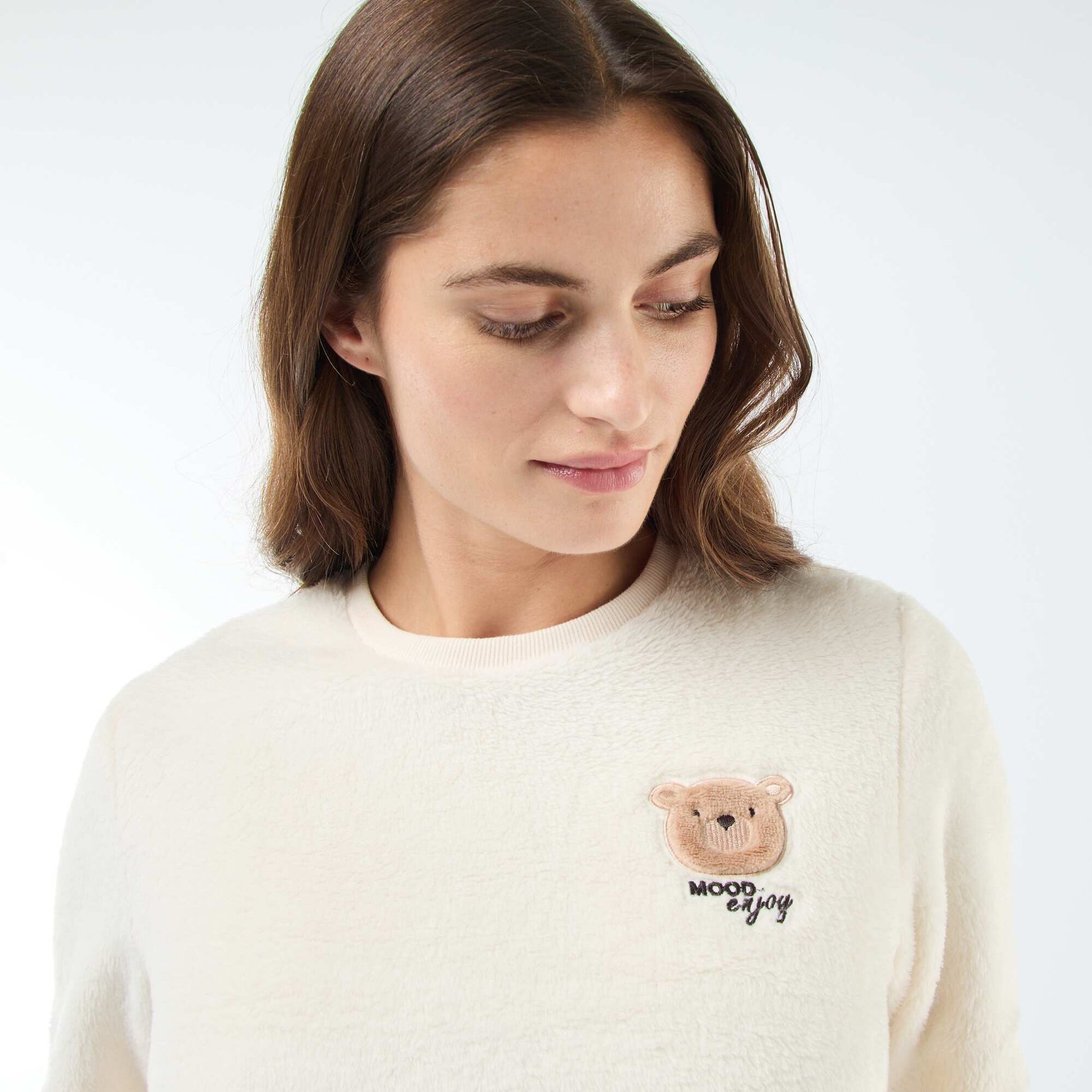 Pyjama long en maille doudou - 2 pièces BEIGE