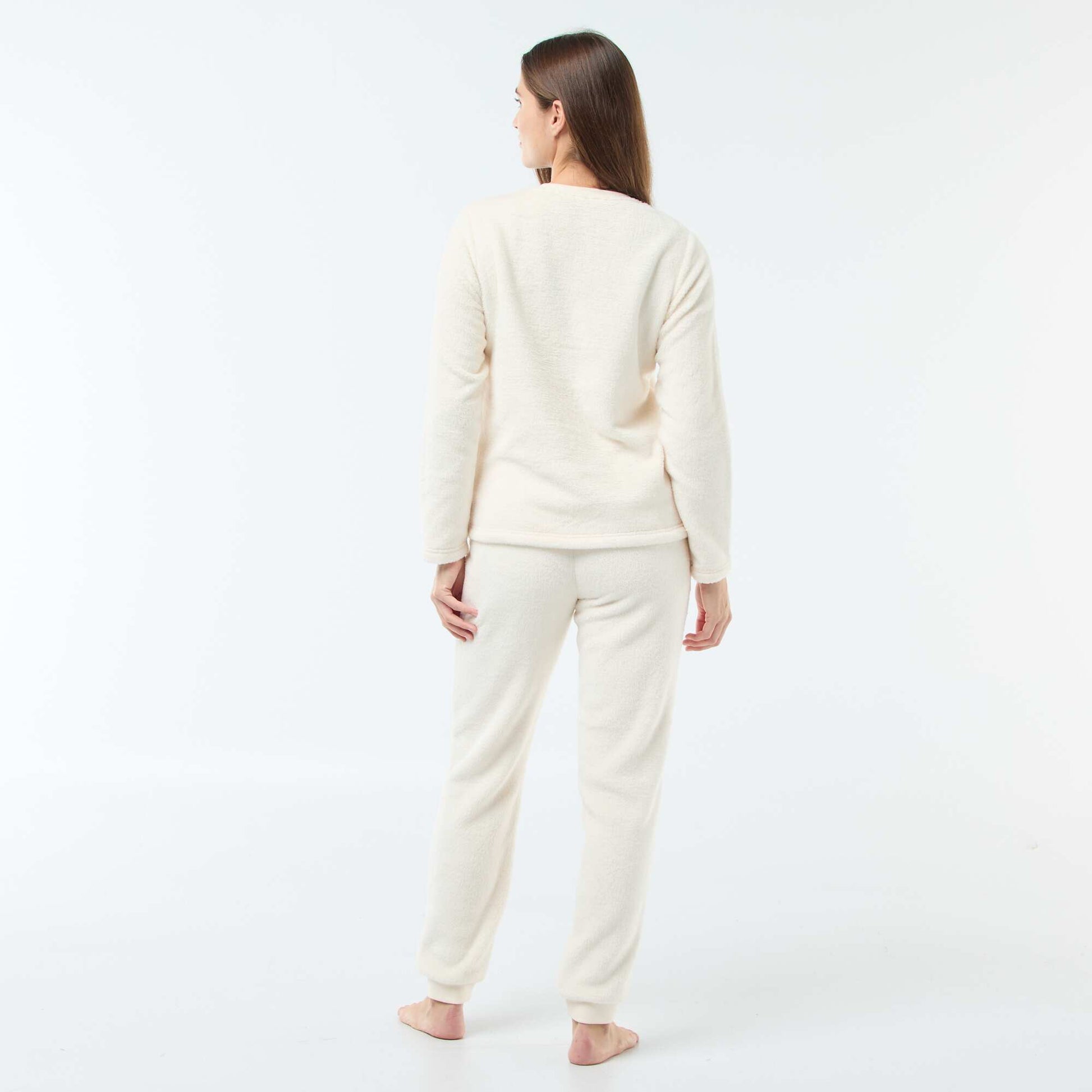 Pyjama long en maille doudou - 2 pièces BEIGE