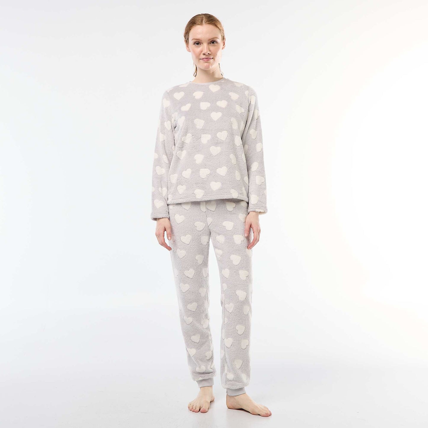 Pyjama long en maille doudou - 2 pièces GRIS