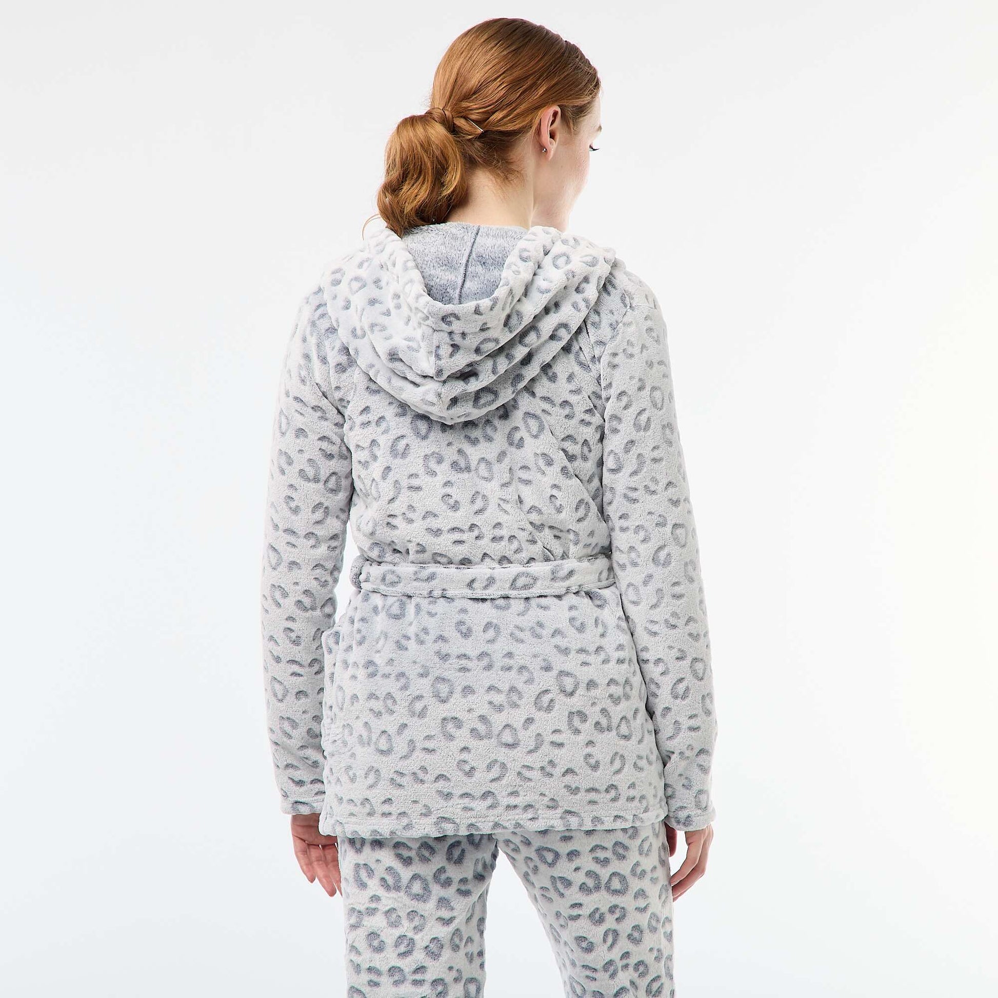 Peignoir doux en polaire GRIS
