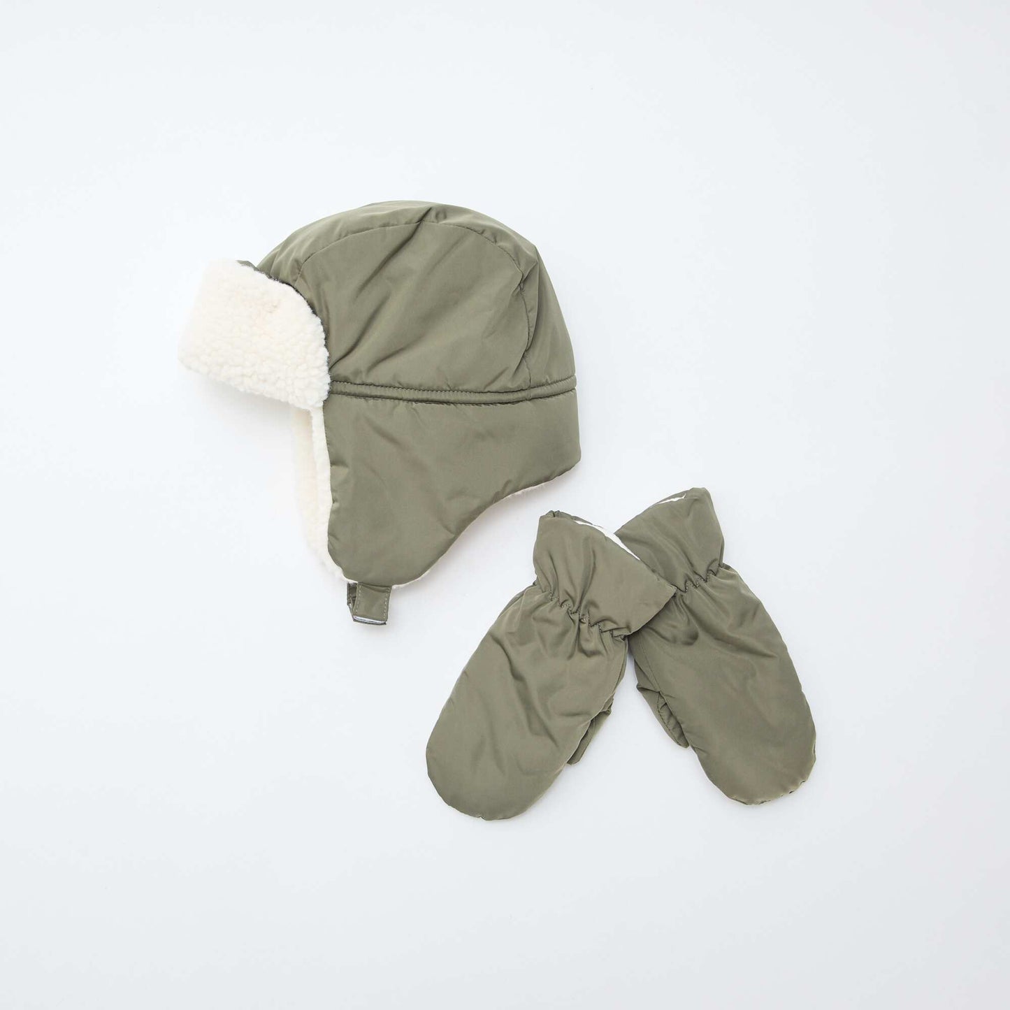 Ensemble chapka + moufles KAKI