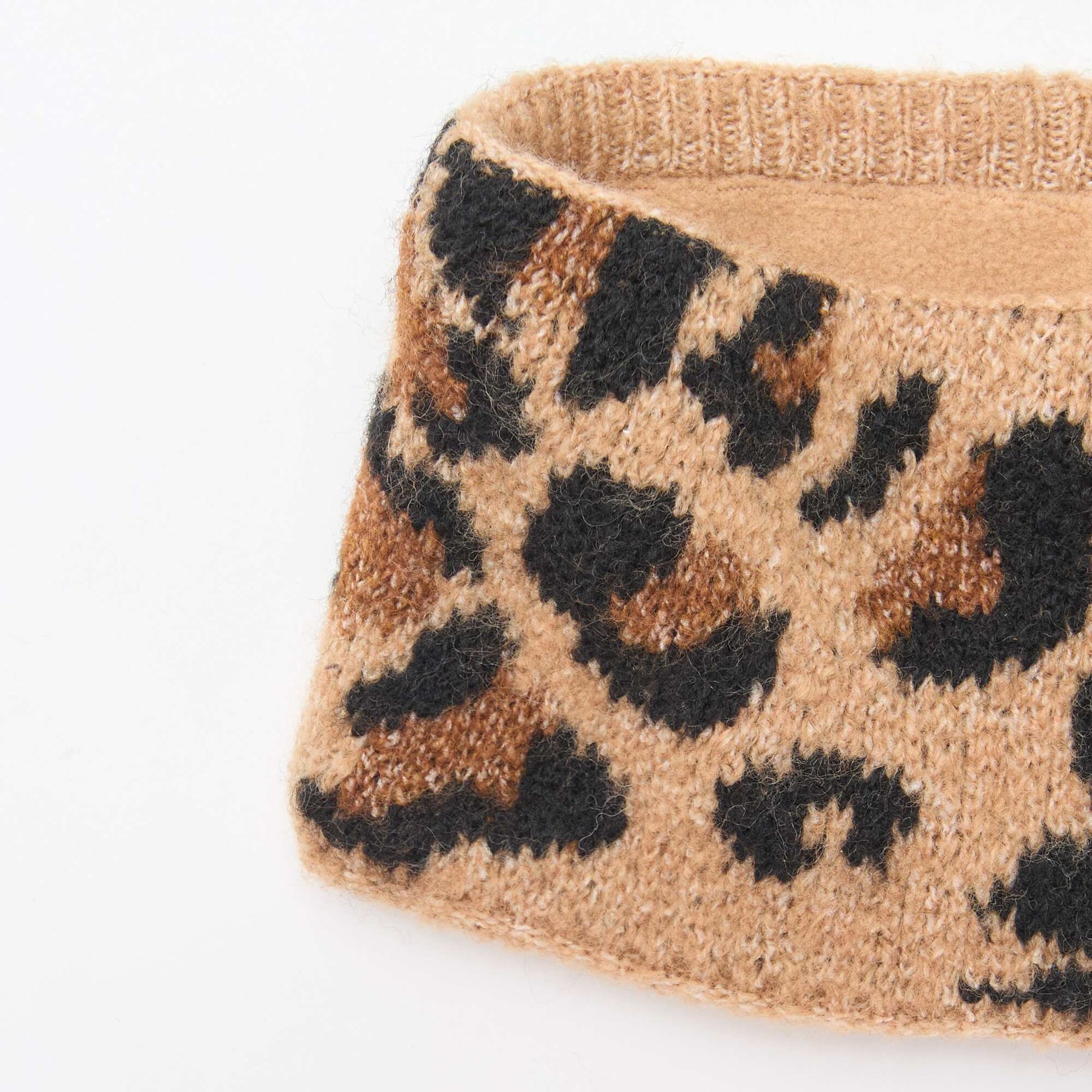 Echarpe en maille leopard MARRON