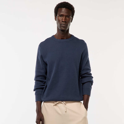 Pull en maille fantaisie à col rond BLEU