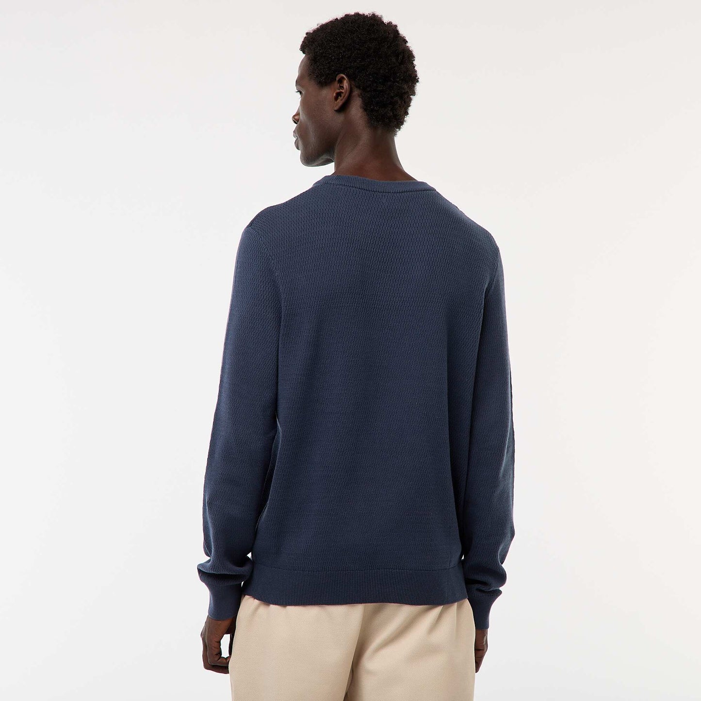 Pull en maille fantaisie à col rond BLEU