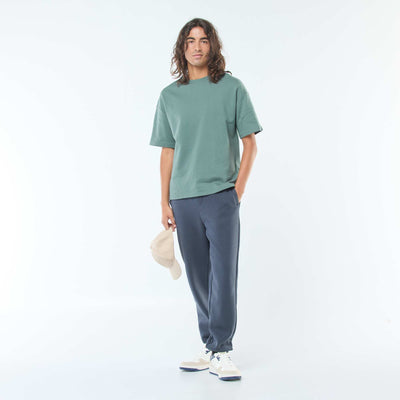 Pantalon jogging uni avec cordons de serrage à la taille BLEU