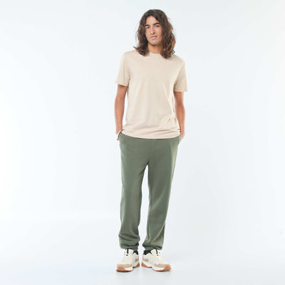 Pantalon jogging uni avec cordons de serrage à la taille VERT
