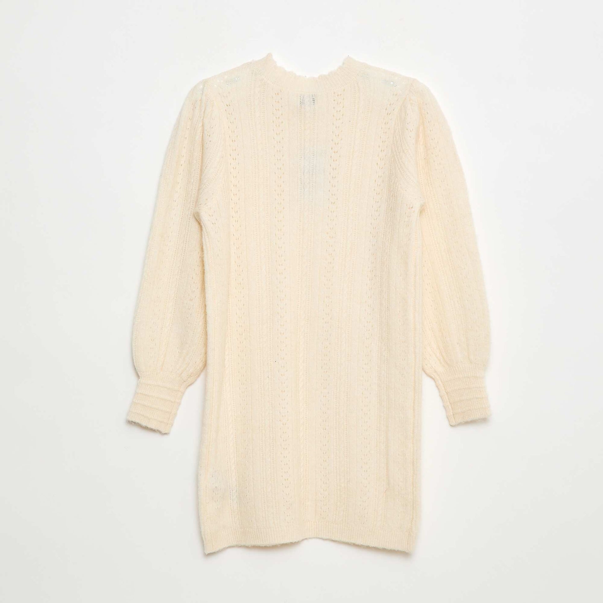 Robe pull en maille tricot ajourée BEIGE