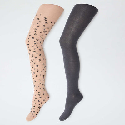Lot de 2 collants 'leopard' MARRON
