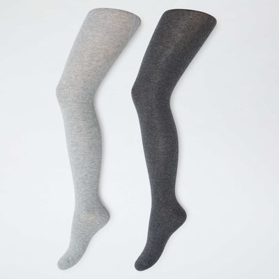 Lot de 2 paires de collants chauds unis GRIS