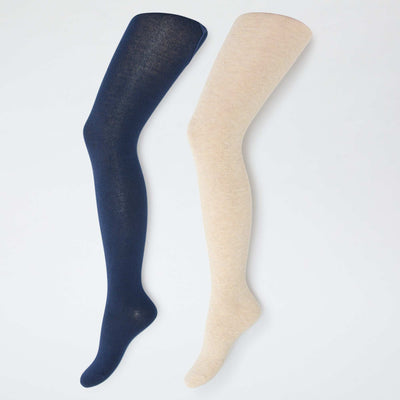 Lot de 2 paires de collants chauds unis BEIGE