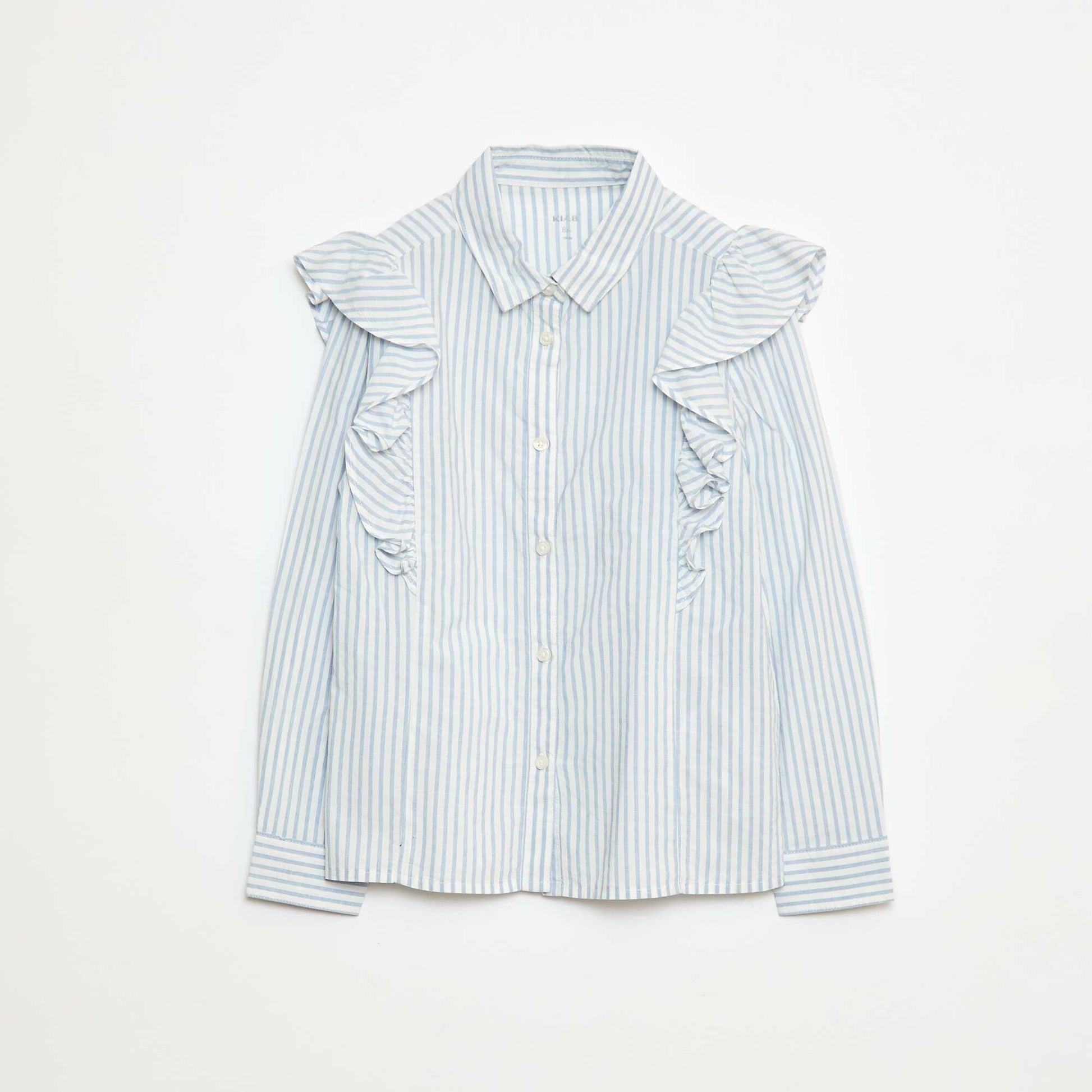 Chemise en popeline volantée BLEU