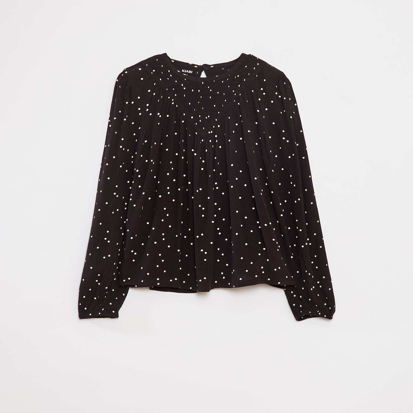 Blouse imprimée en maille crêpe NOIR