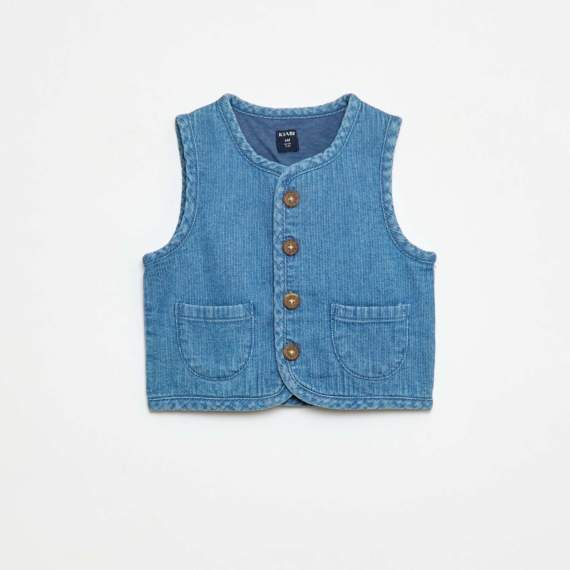 Veste sans manches effet jean côtelé BLEU