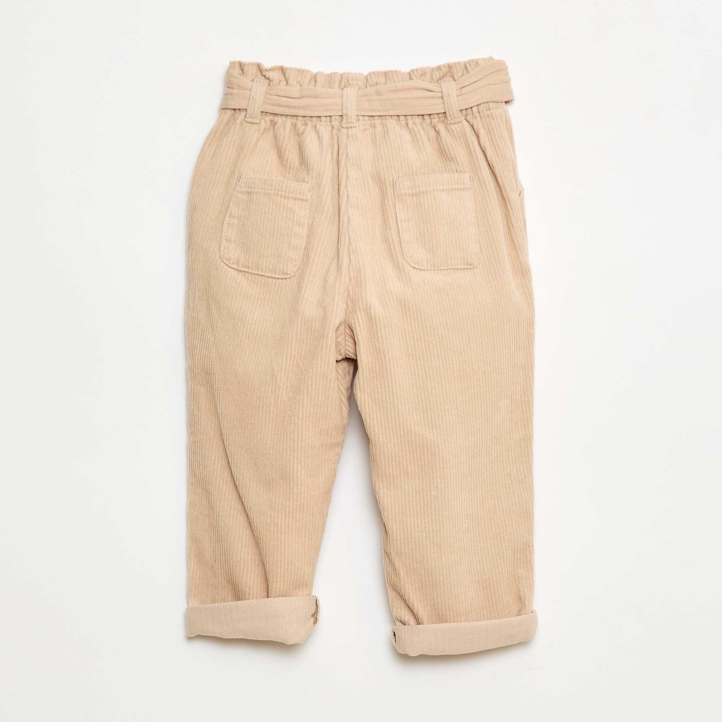 Pantalon paperbag en velours côtelé BEIGE